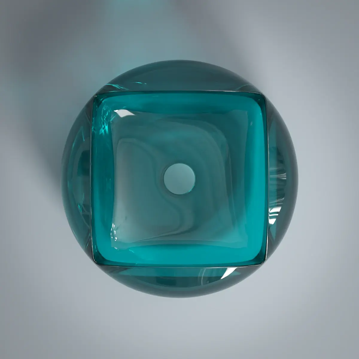 Vasque à poser 46x19cm Résine transparente bleue, Pétale 