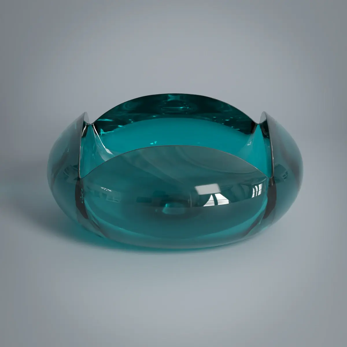 Vasque à poser 46x19cm Résine transparente bleue, Pétale 