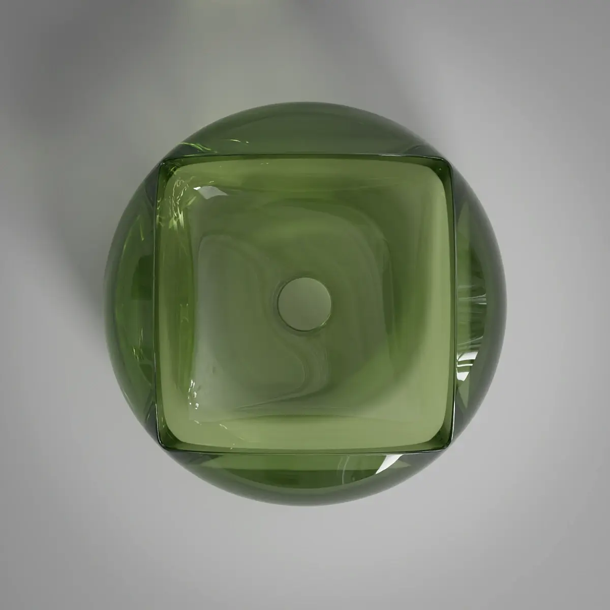 Vasque à poser 46x19cm Résine transparente vert, Pétale 