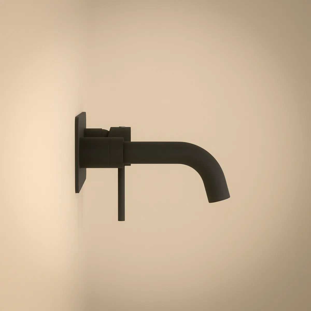 Mitigeur lavabo mural noir brossé, bec 15 cm, Châtelet III 