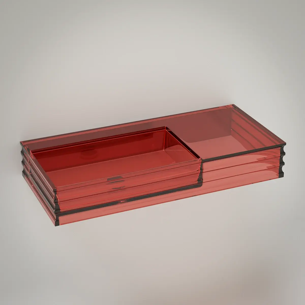 Plan vasque suspendu transparent rouge 100x45x15, Zante