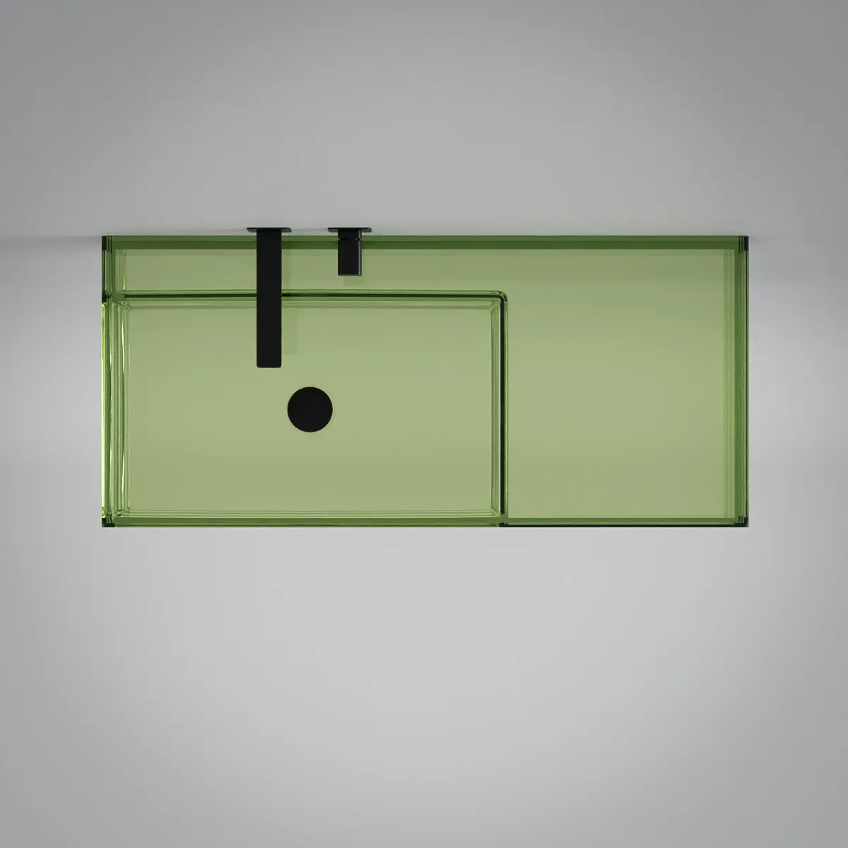 Plan vasque suspendu transparent vert 100x45x15, Zante