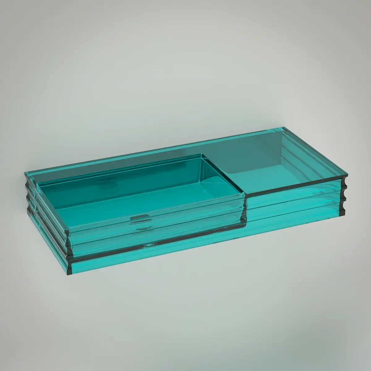 Plan vasque suspendu transparent bleu100x45x15, Zante
