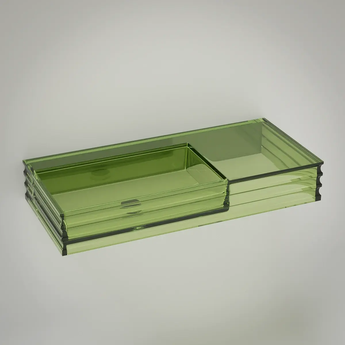 Plan vasque suspendu transparent vert 100x45x15, Zante