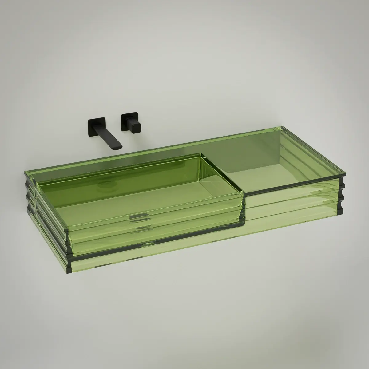 Plan vasque suspendu transparent vert 100x45x15, Zante