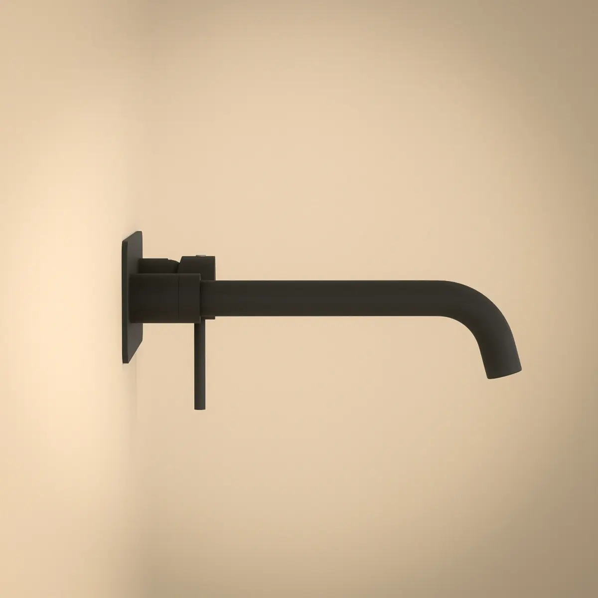 Mitigeur lavabo mural noir brossé, bec 25 cm, Châtelet III