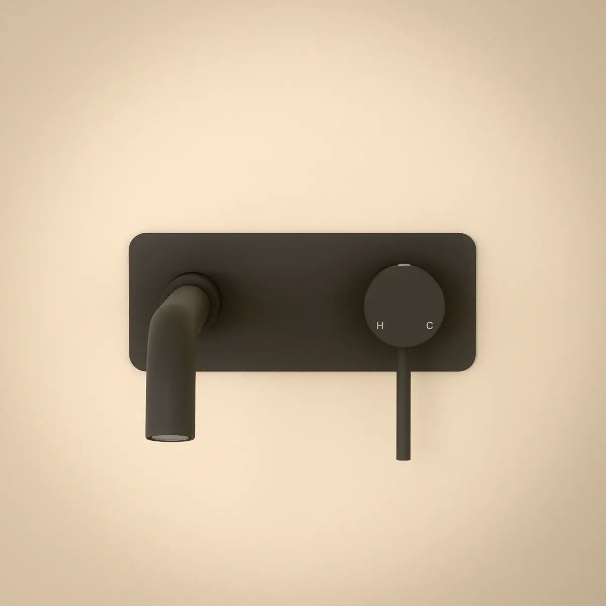 Mitigeur lavabo mural noir brossé, bec 25 cm, Châtelet III