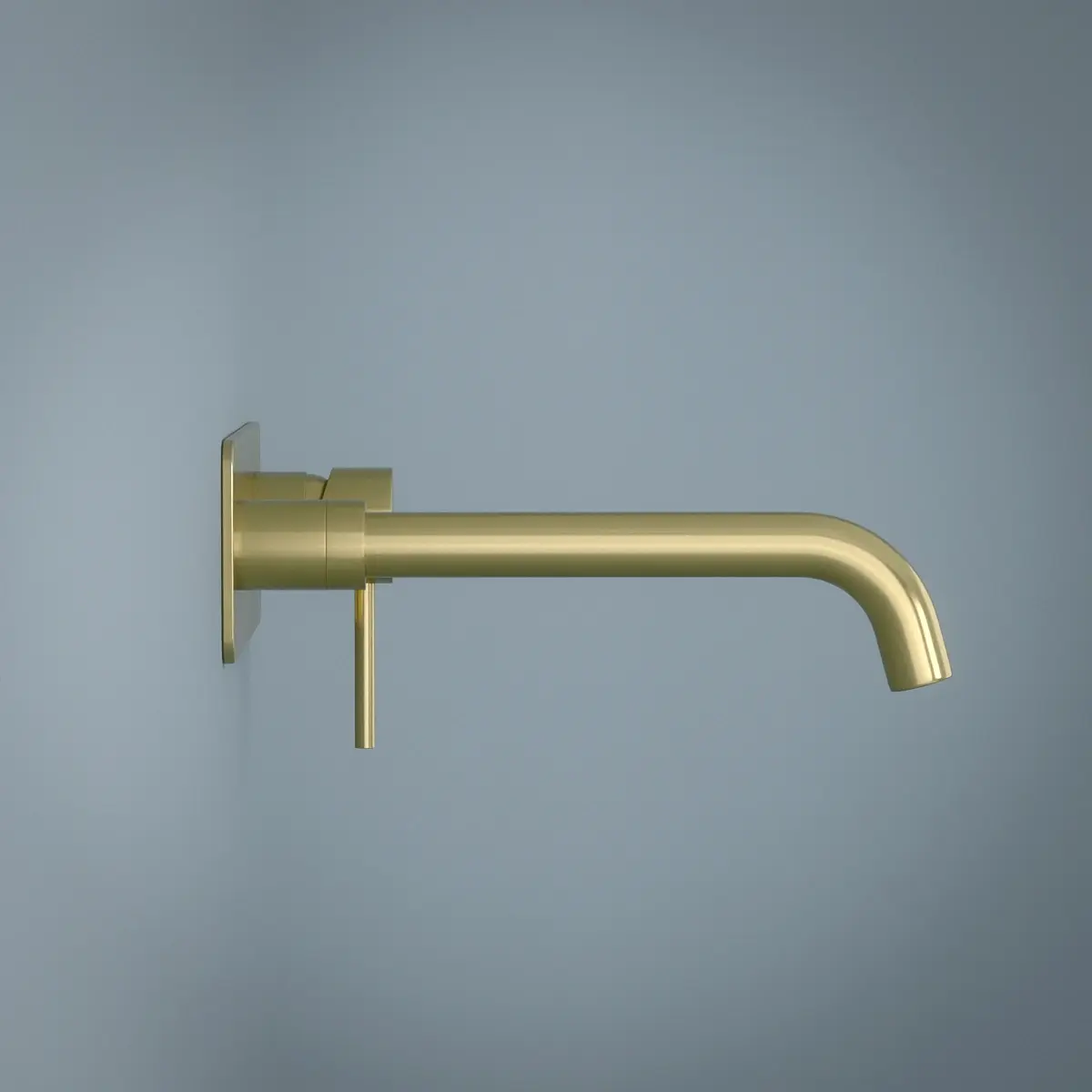 Mitigeur lavabo mural doré brossé, bec 25 cm, Châtelet III