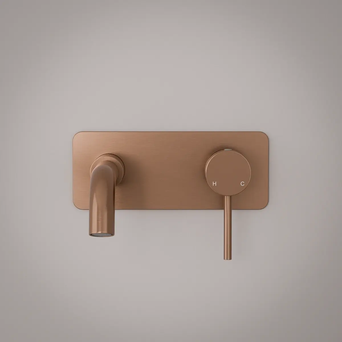 Mitigeur lavabo mural doré rose brossé, bec 15 cm, Châtelet III 