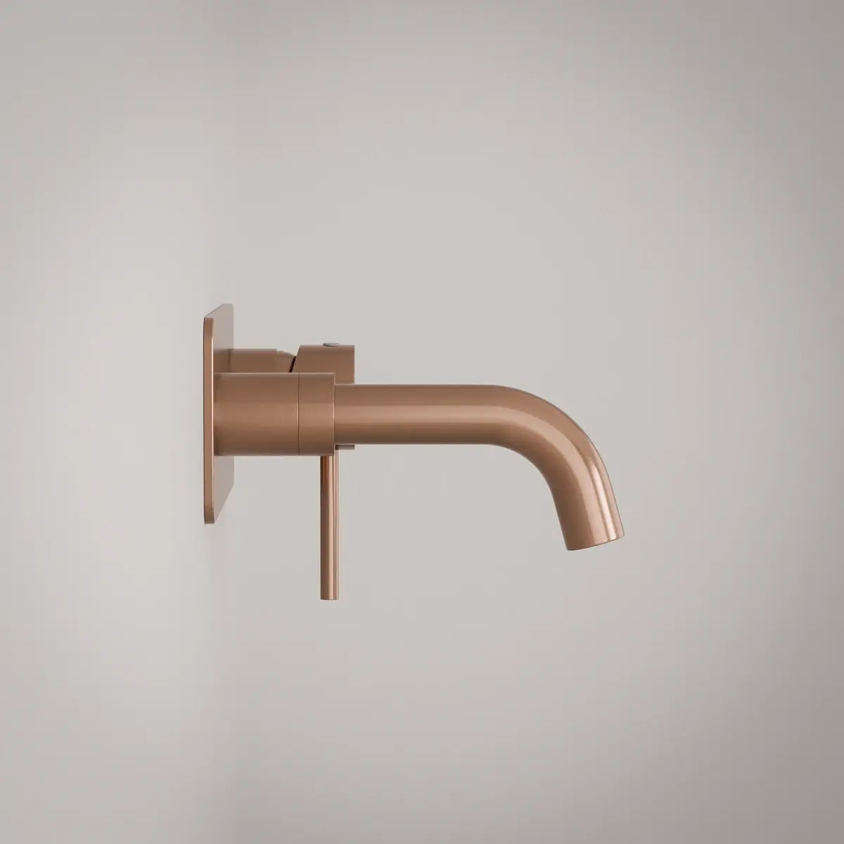 Mitigeur lavabo mural doré rose brossé, bec 15 cm, Châtelet III 