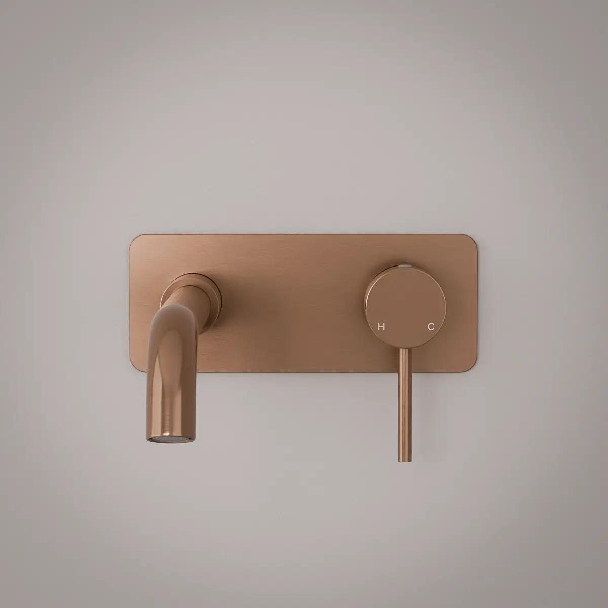 Mitigeur lavabo mural doré rose brossé, bec 25 cm, Châtelet III