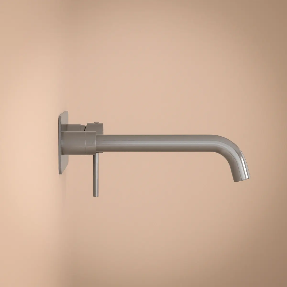 Mitigeur lavabo mural inox brossé, bec 25 cm, Châtelet III
