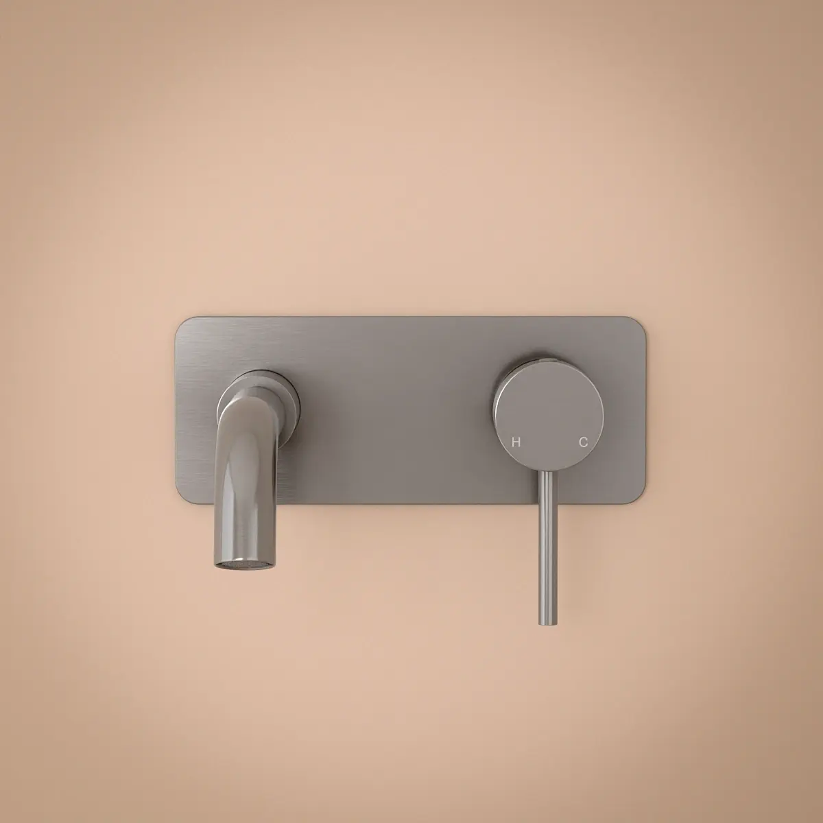 Mitigeur lavabo mural inox brossé, bec 15 cm, Châtelet III