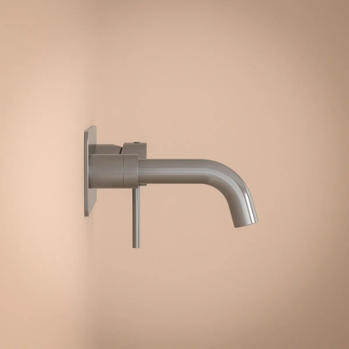 Mitigeur lavabo mural inox brossé, bec 15 cm, Châtelet III