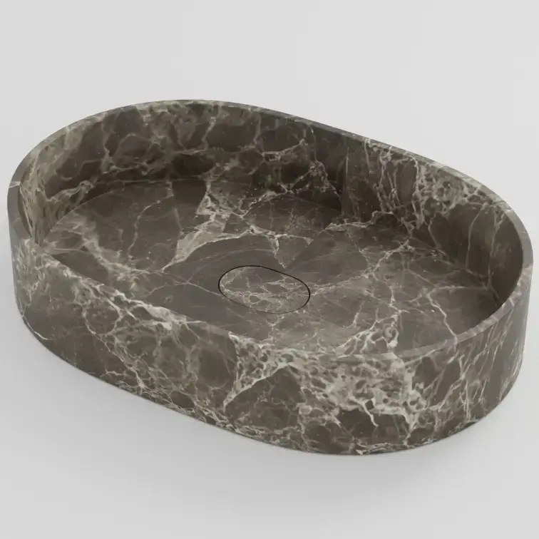 Vasque à poser oblongue 60x40x12 marbre véritable, Turkey grey