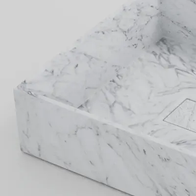 Vasque à poser rectangulaire 60x40x12 marbre véritable, Carrara white 