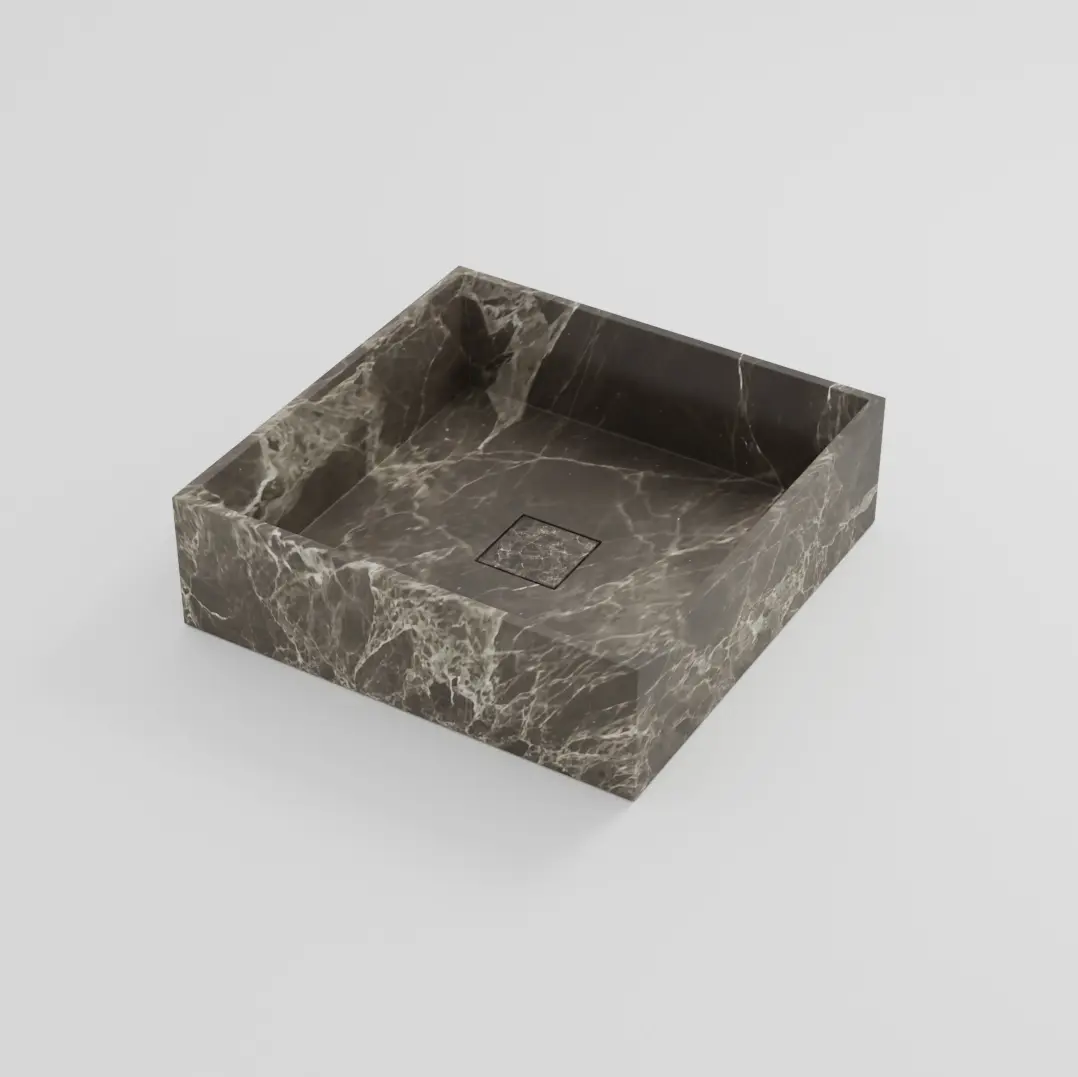 Vasque à poser carrée 40x40x12 marbre véritable, Turkey grey 