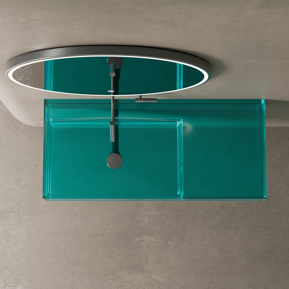 Plan vasque suspendu transparent bleu100x45x15, Zante