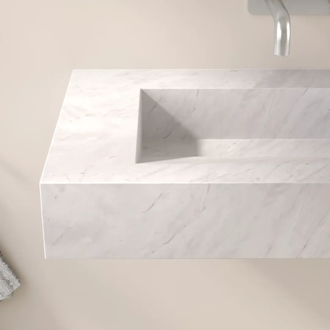Plan double vasque marbre, 141x46x12cm, Elba white, Lake  