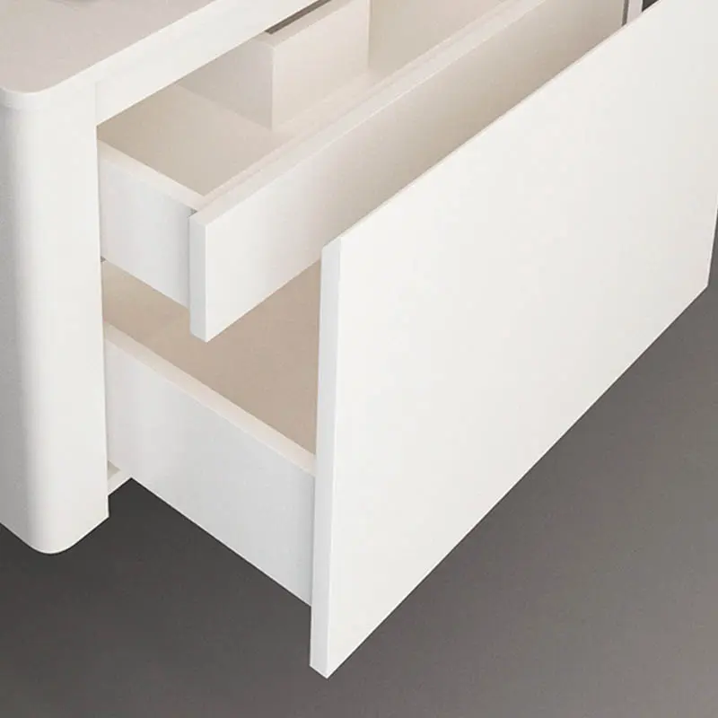 Meuble suspendu blanc mat, 80 cm, avec plan vasque encastré en verre, Panthéon