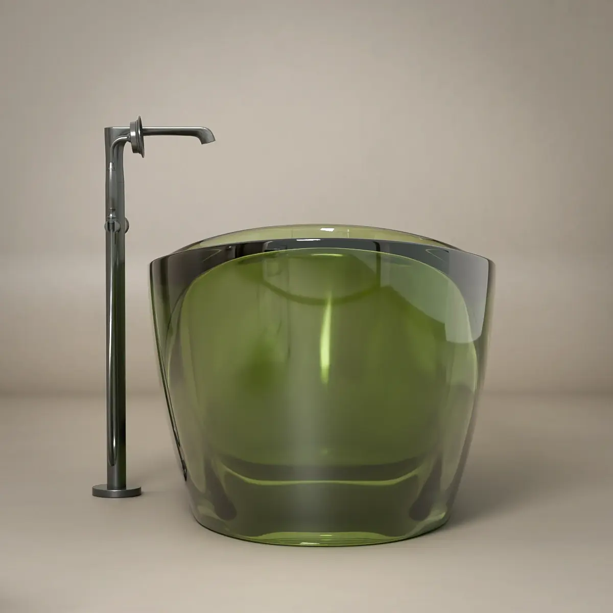 Baignoire ilot transparente verte, 170x80x63cm, Ice 