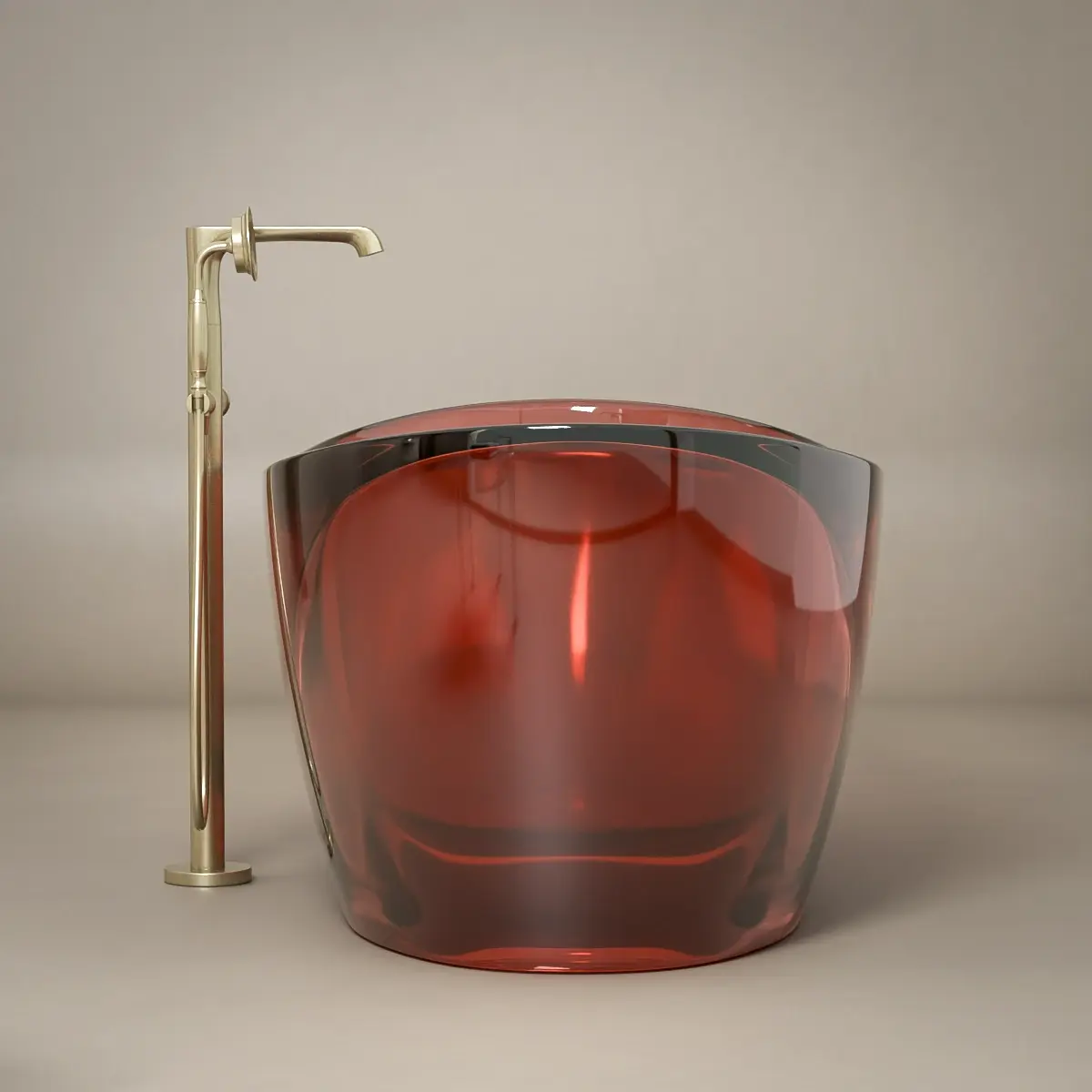 Baignoire ilot transparente Rouge, 170x80x63cm, Ice 
