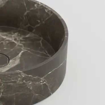 Vasque à poser ronde diamètre 40x12 marbre véritable Turkey Grey