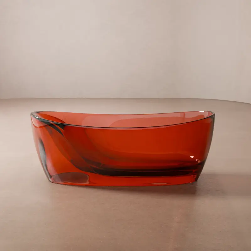 Baignoire ilot transparente Rouge, 170x80x63cm, Ice 