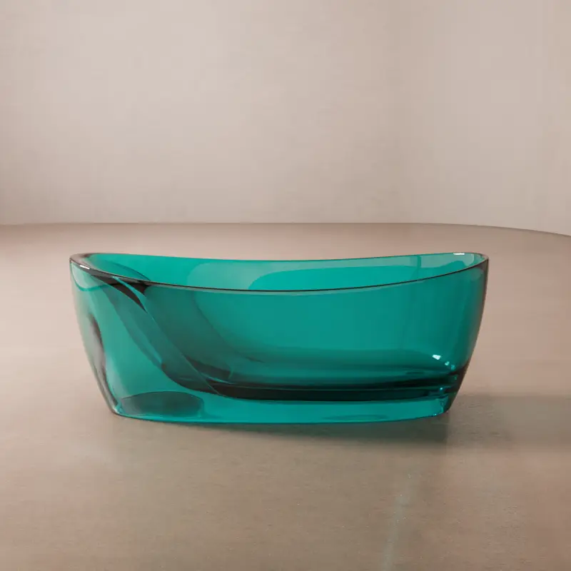 Baignoire ilot transparente bleue, 170x80x63cm, Ice 