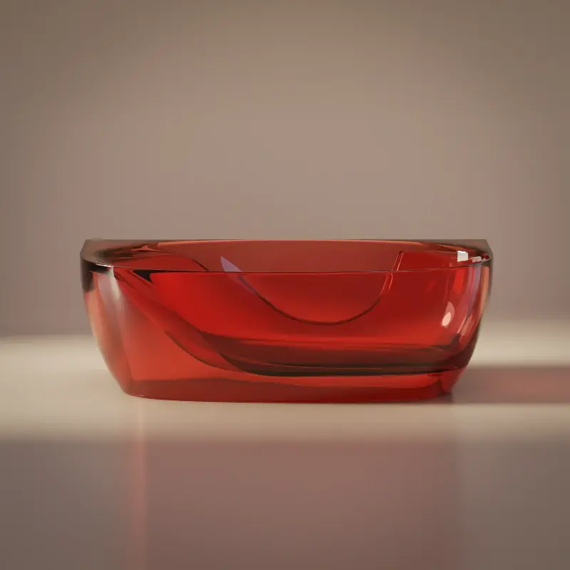 Baignoire semi îlot transparente rouge 170x80x55cm, Zante