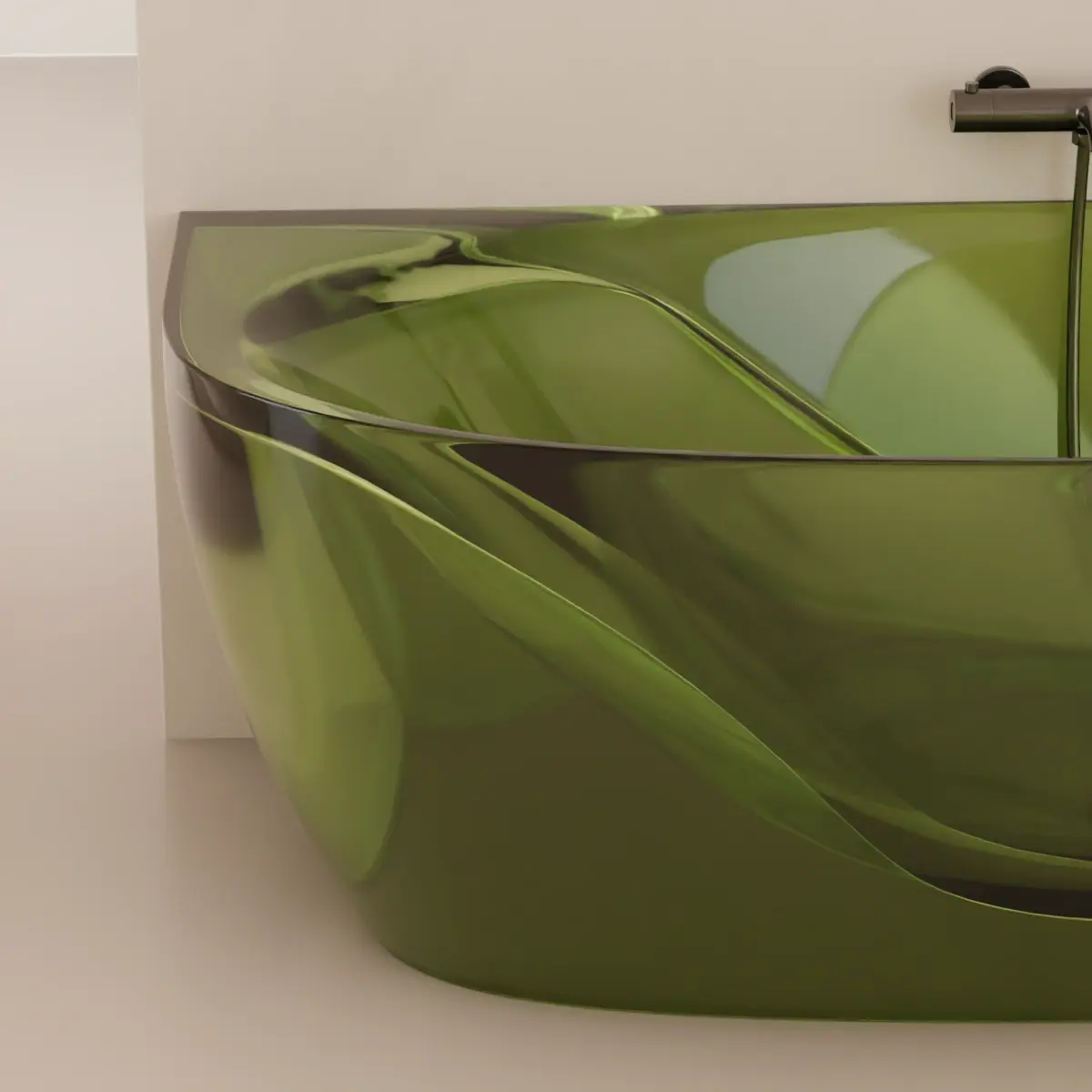 Baignoire semi îlot transparente verte, Zante