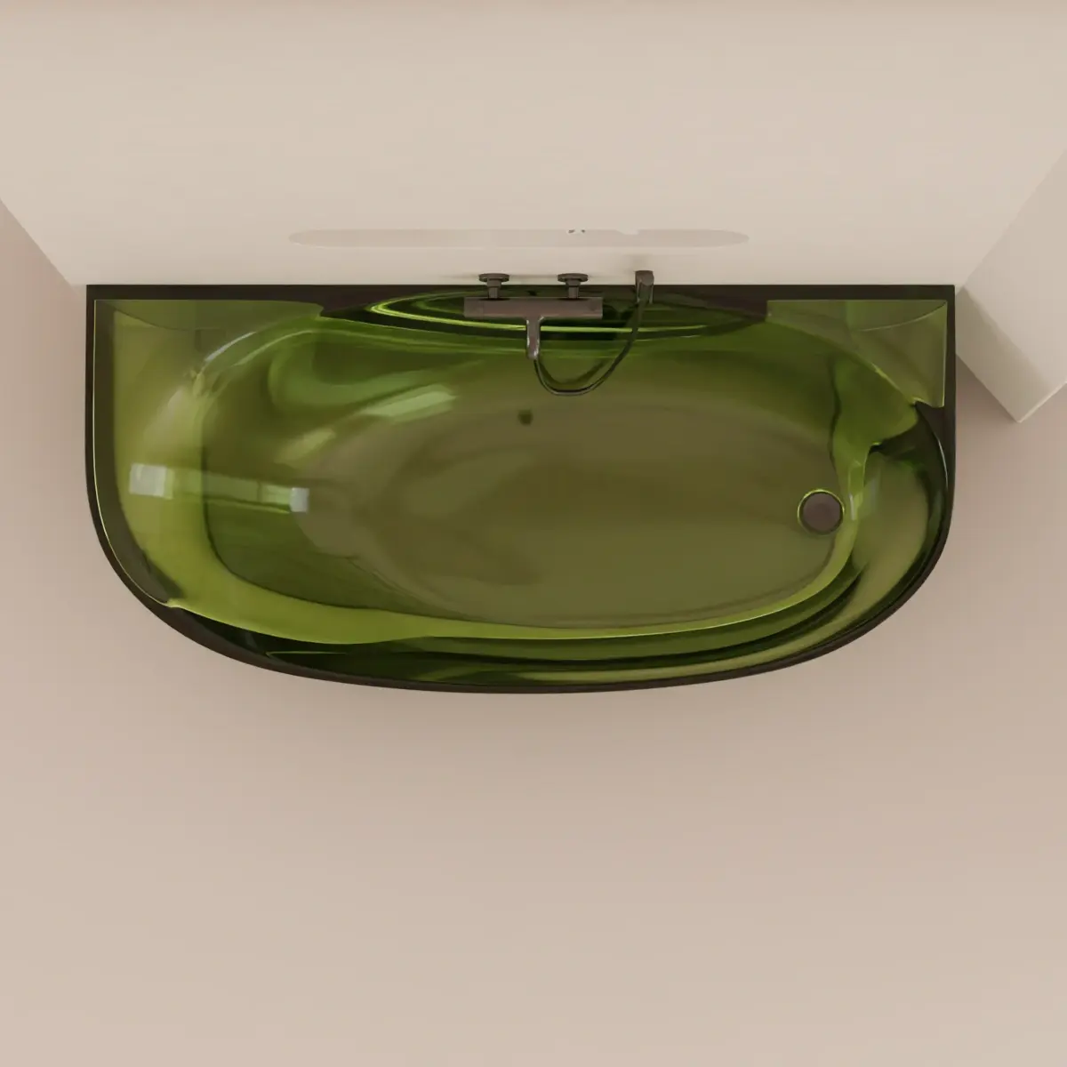 Baignoire semi îlot transparente verte, Zante