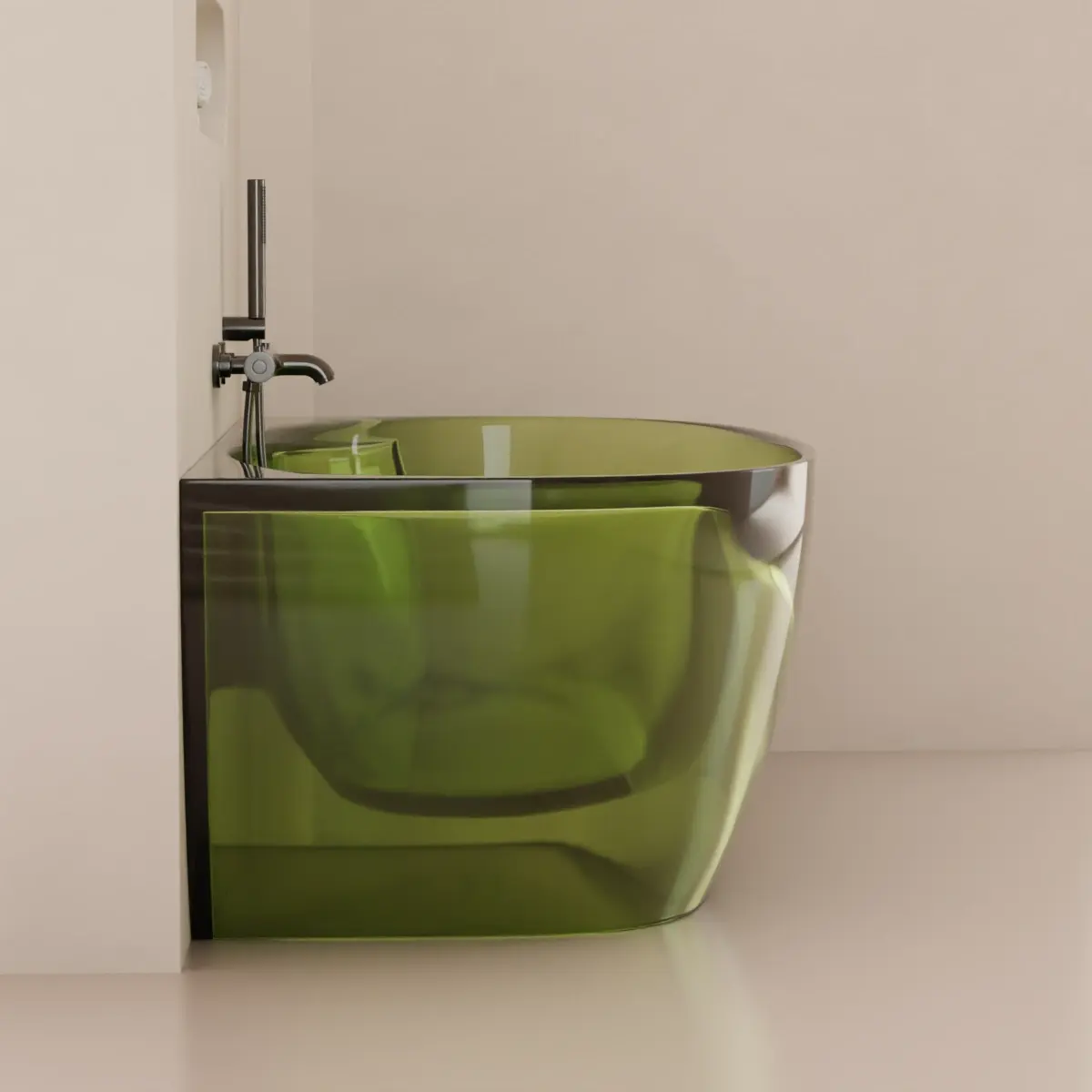 Baignoire semi îlot transparente verte, Zante