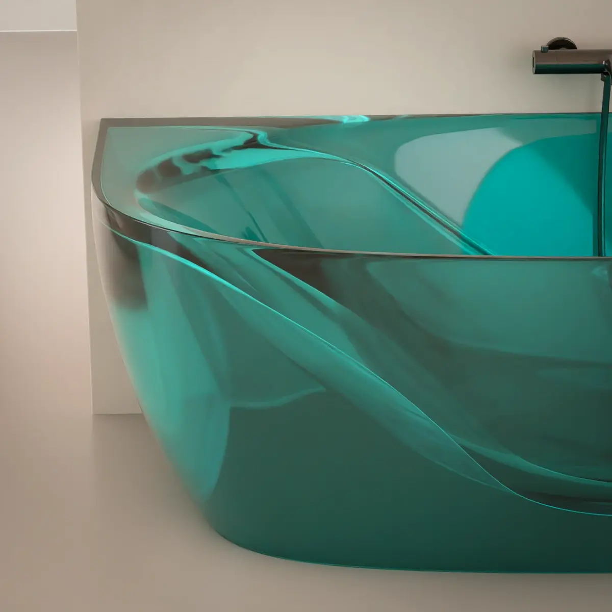 Baignoire semi îlot transparente Bleu 170x80x55cm, Zante