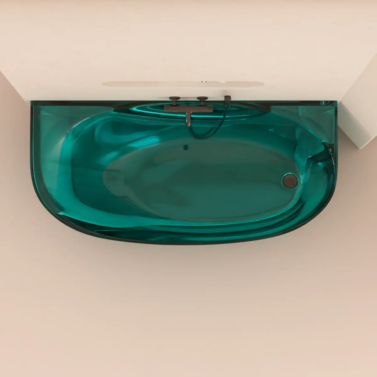 Baignoire semi îlot transparente Bleu 170x80x55cm, Zante