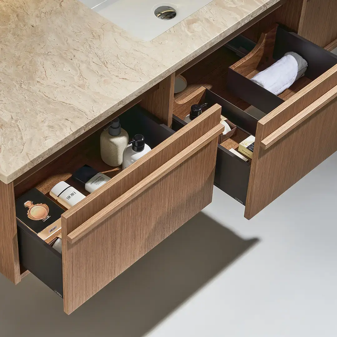 Ensemble meuble vasque chêne 180x58, plan marbre véritable, vasque céramique, miroir, Dilegno