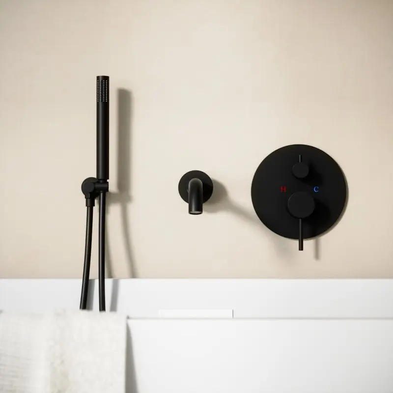 Pack mitigeur bain-douche à encastrer, noir brossé, 2 sorties, Châtelet