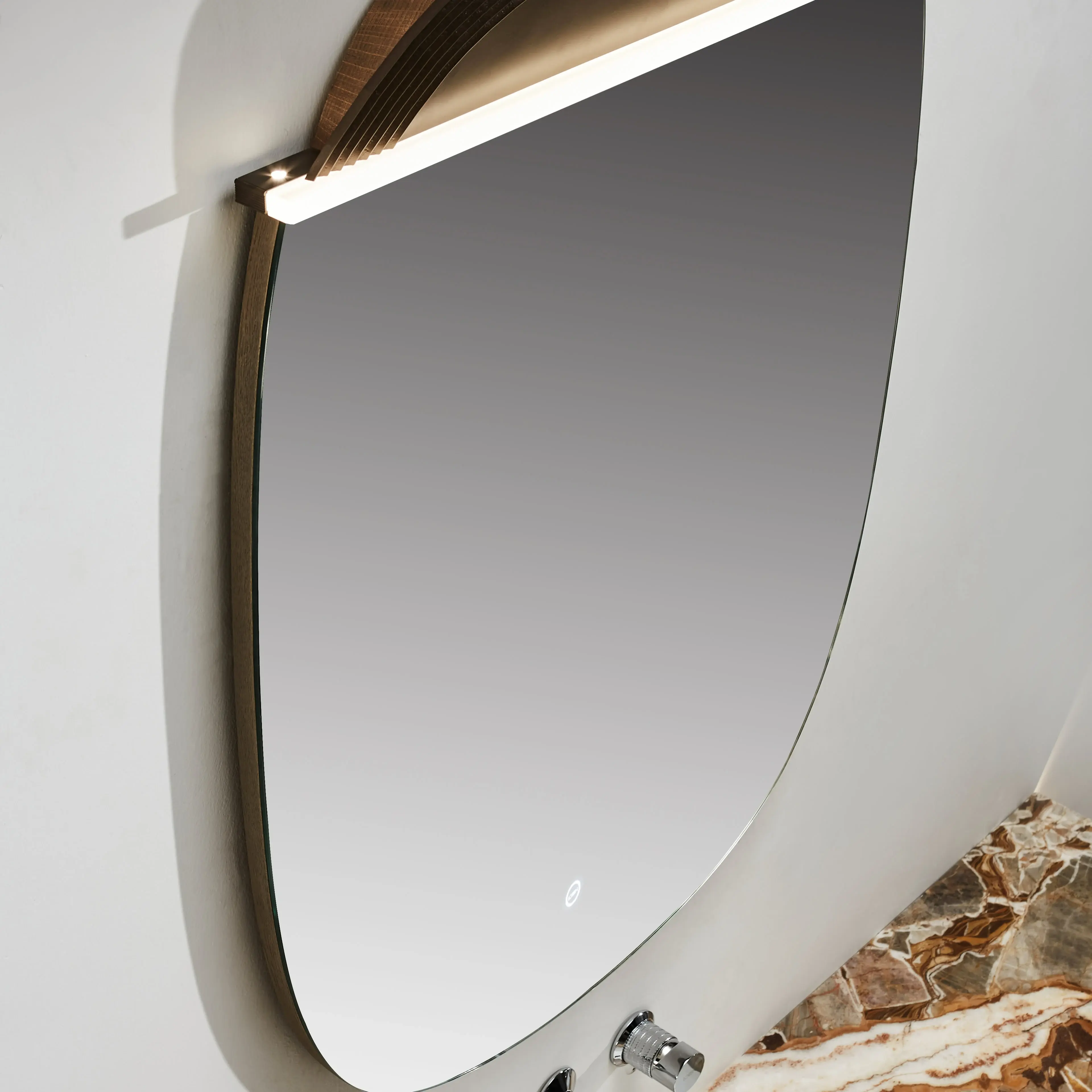 Ensemble meuble, plan en Onyx véritable 180x60, vasque encastrée en céramique, miroir, Onyx 