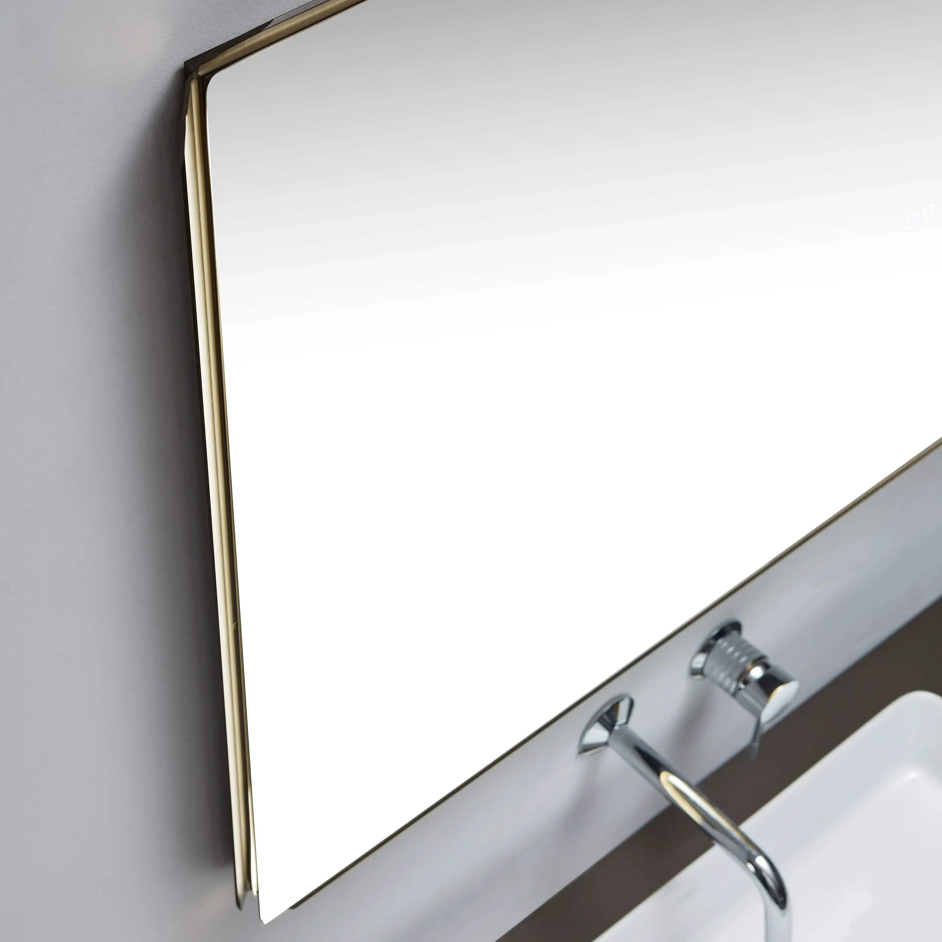 Ensemble meuble vasque, plan en aluminium brun doré, vasque, miroir, Palissandre Rio
