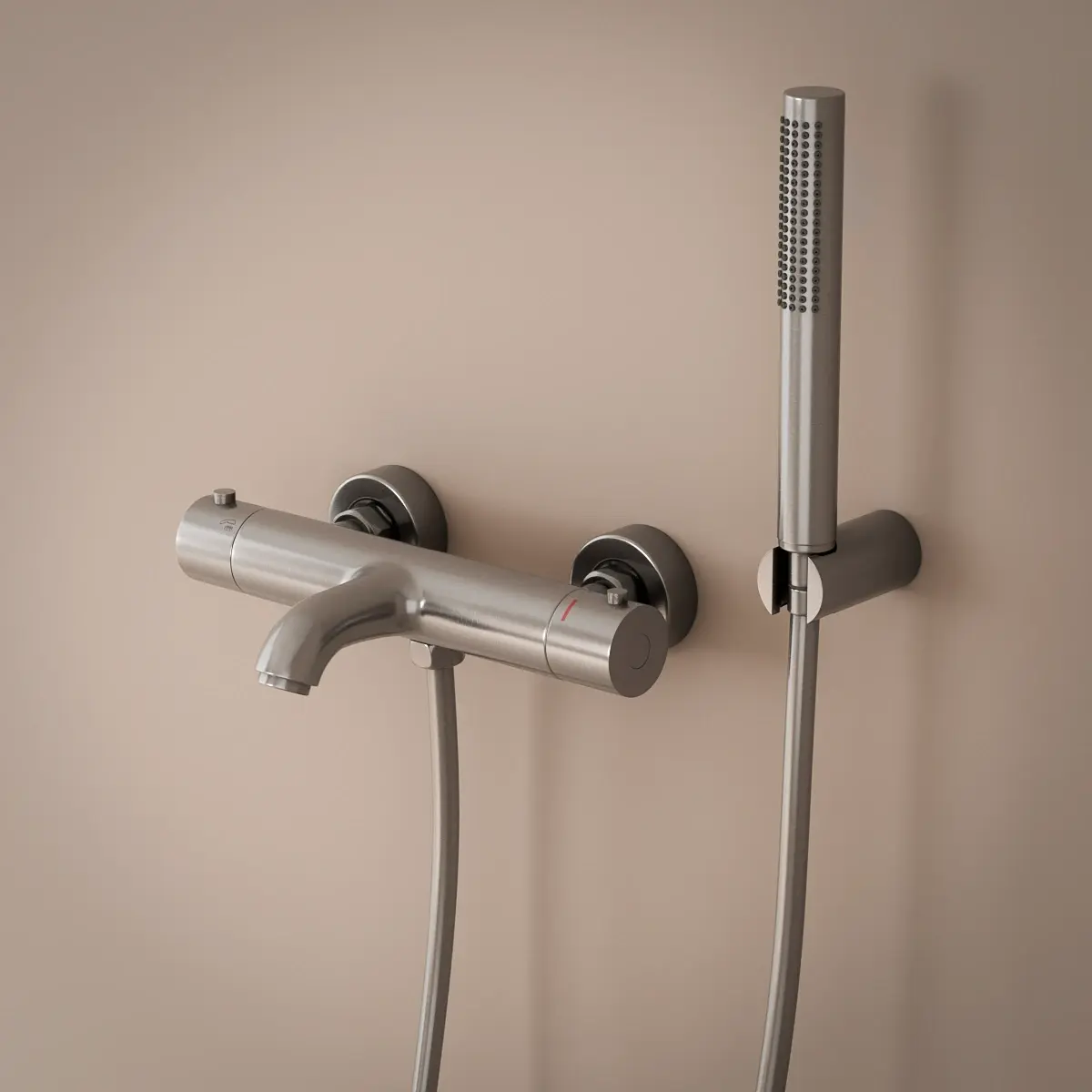 Mitigeur thermostatique bain-douche, inox brossé, Châtelet