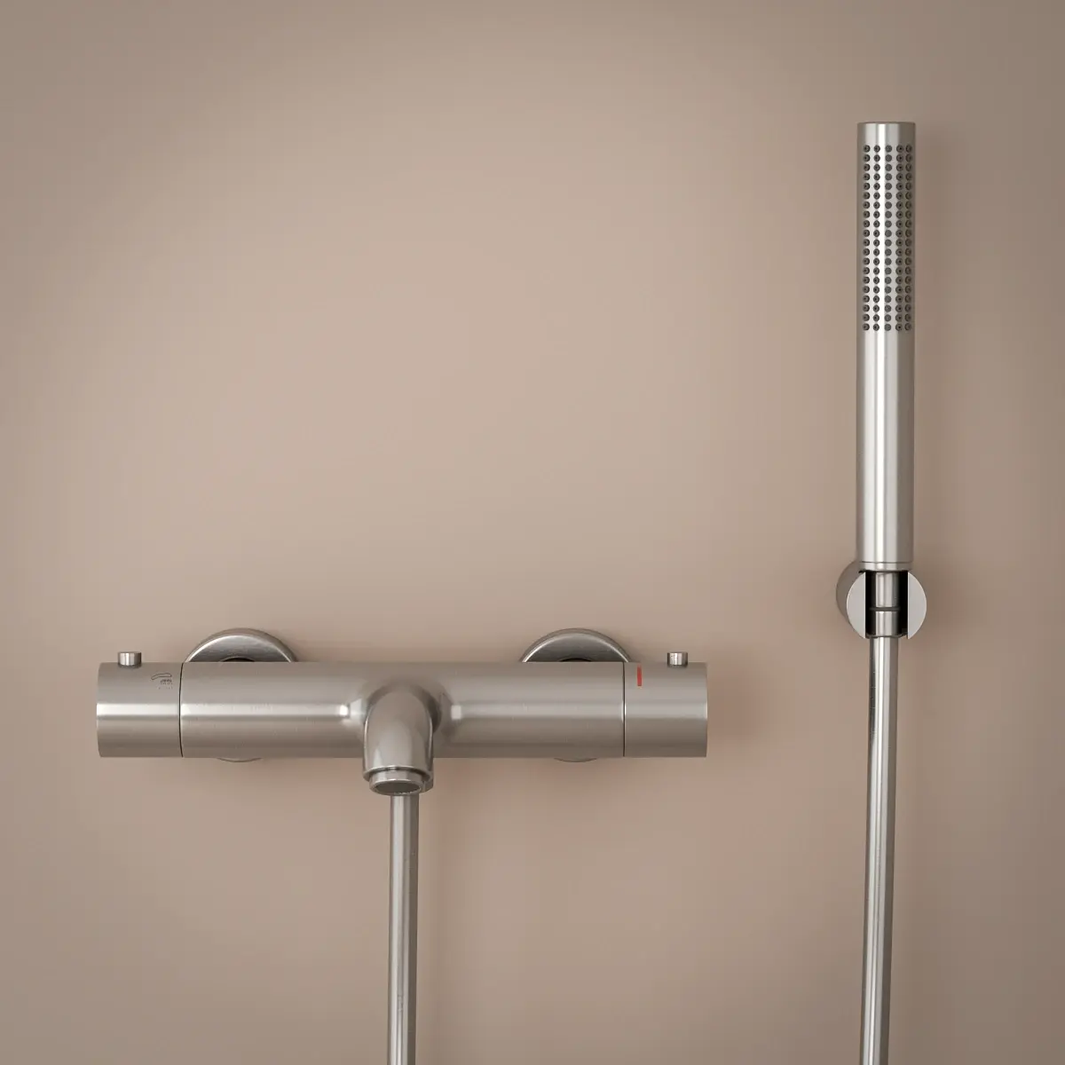 Mitigeur thermostatique bain-douche, inox brossé, Châtelet