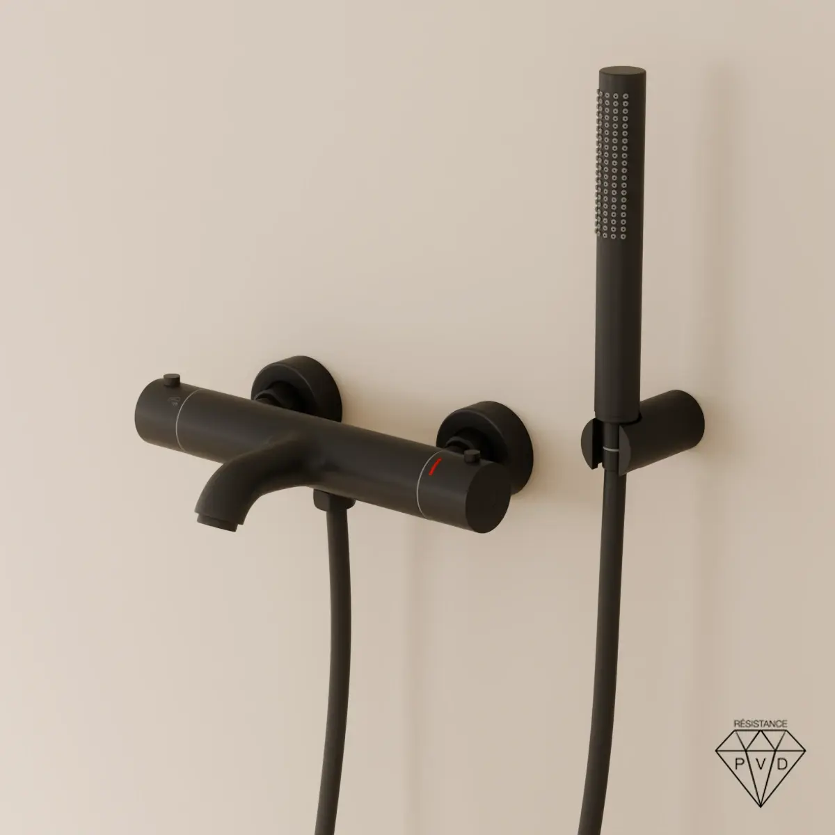 Mitigeur thermostatique bain-douche, noir brossé, Châtelet