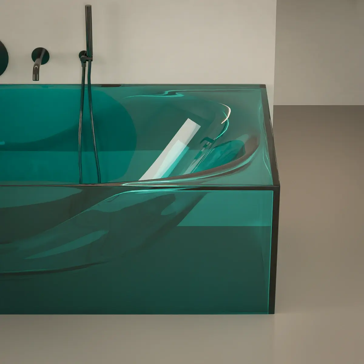 Baignoire îlot transparente bleue,170x80x55cm, Zante
