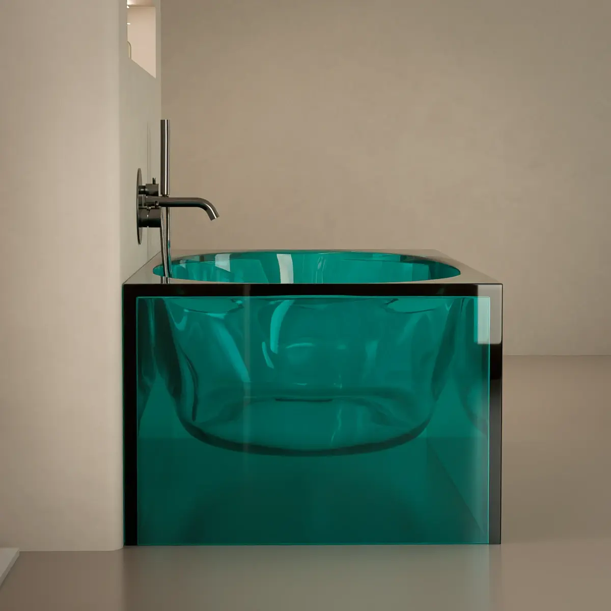 Baignoire îlot transparente bleue,170x80x55cm, Zante