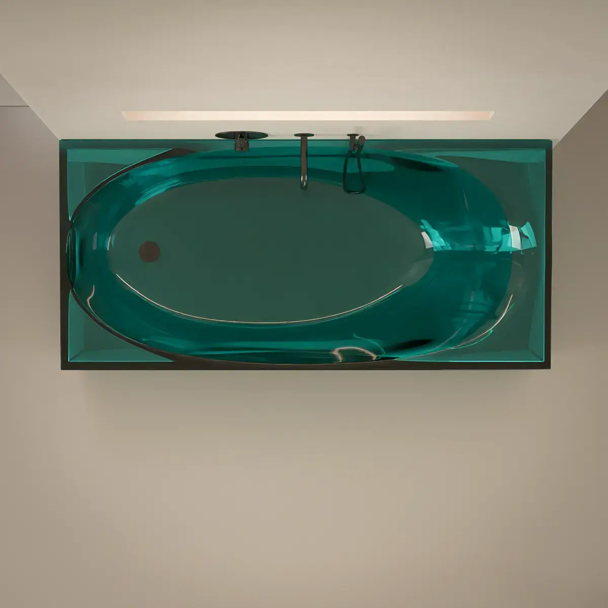 Baignoire îlot transparente bleue,170x80x55cm, Zante