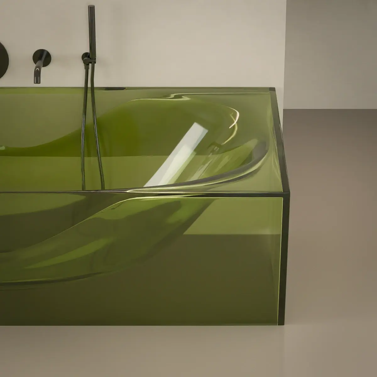 Baignoire îlot transparente verte,170x80x55cm, Zante
