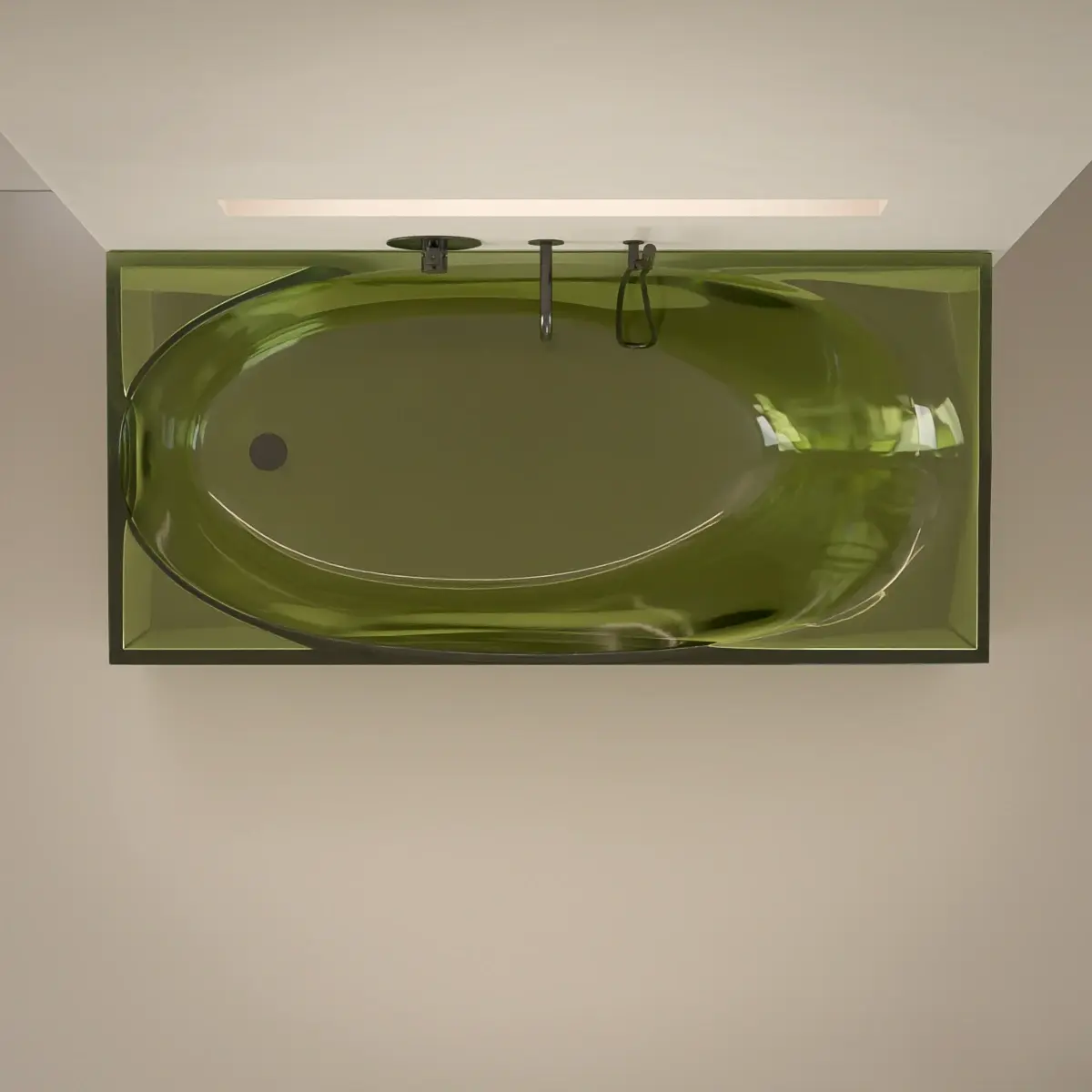 Baignoire îlot transparente verte,170x80x55cm, Zante