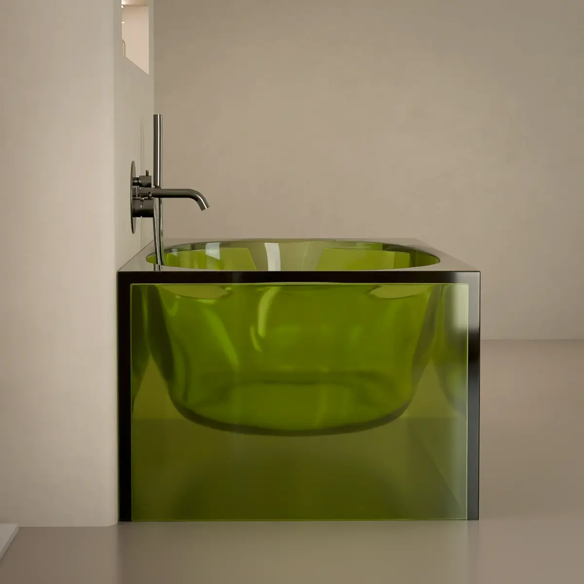 Baignoire îlot transparente verte,170x80x55cm, Zante