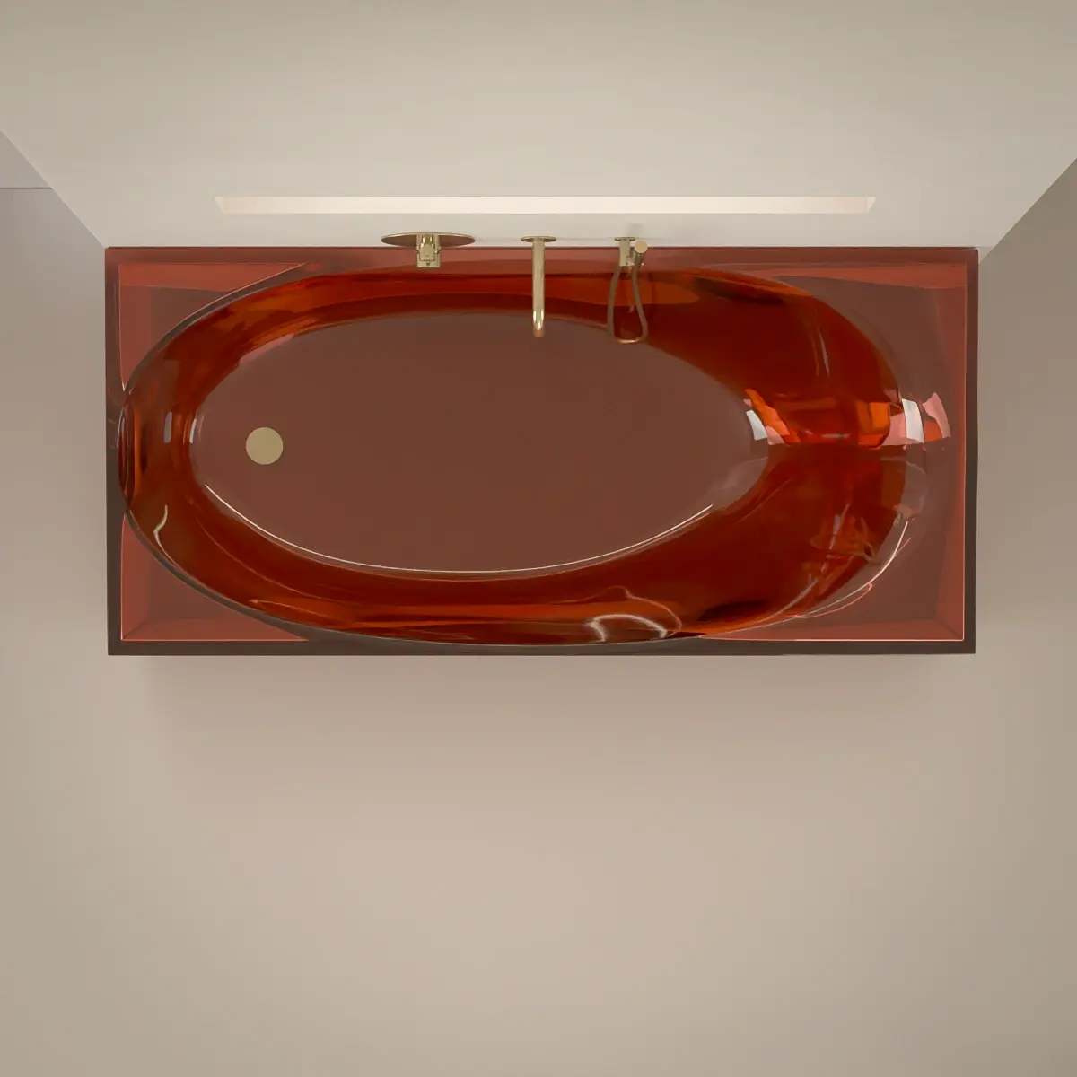 Baignoire îlot transparente rouge,170x80x55cm, Zante