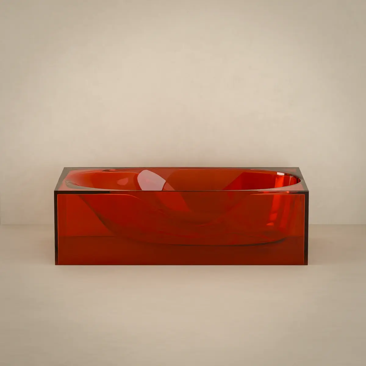 Baignoire îlot transparente rouge,170x80x55cm, Zante